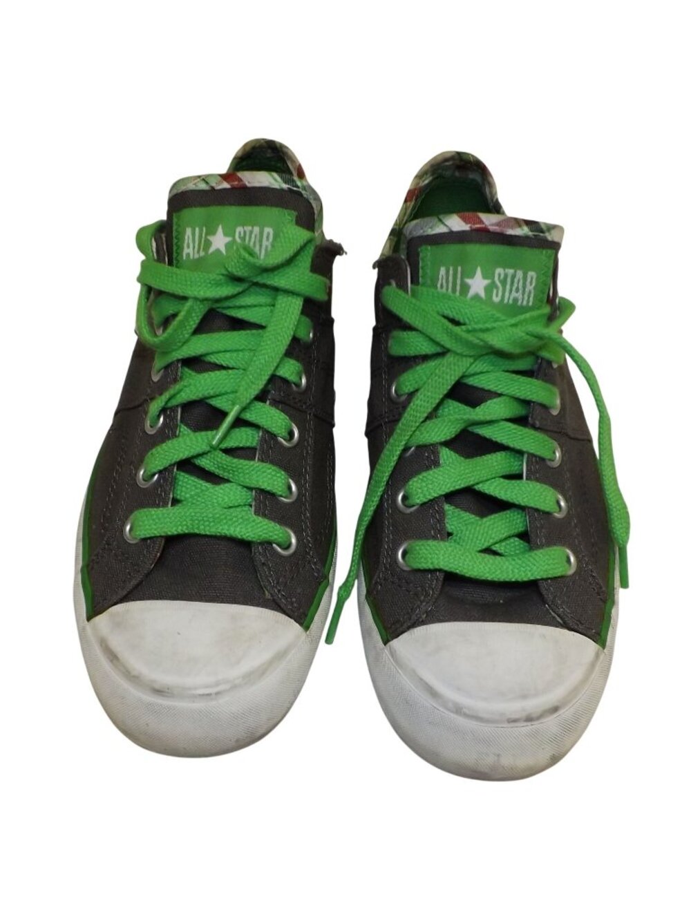 Converse All Star Womens Sneakers Size 7 Gray & Green Lime Canvas Chuck Taylor